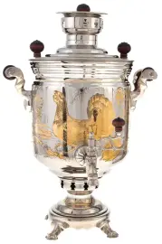 Самовар латунный никелированный "Тетерев" (угольный) Самовар латунный никелированный "Тетерев" (угольный)